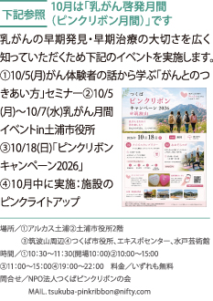 10月は「乳がん啓発月間(ピンクリボン月間)」です